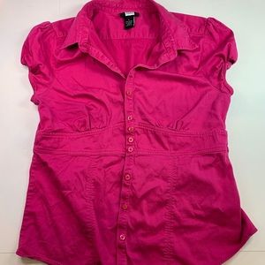 Vintage Pink collared short sleeve bunched top
